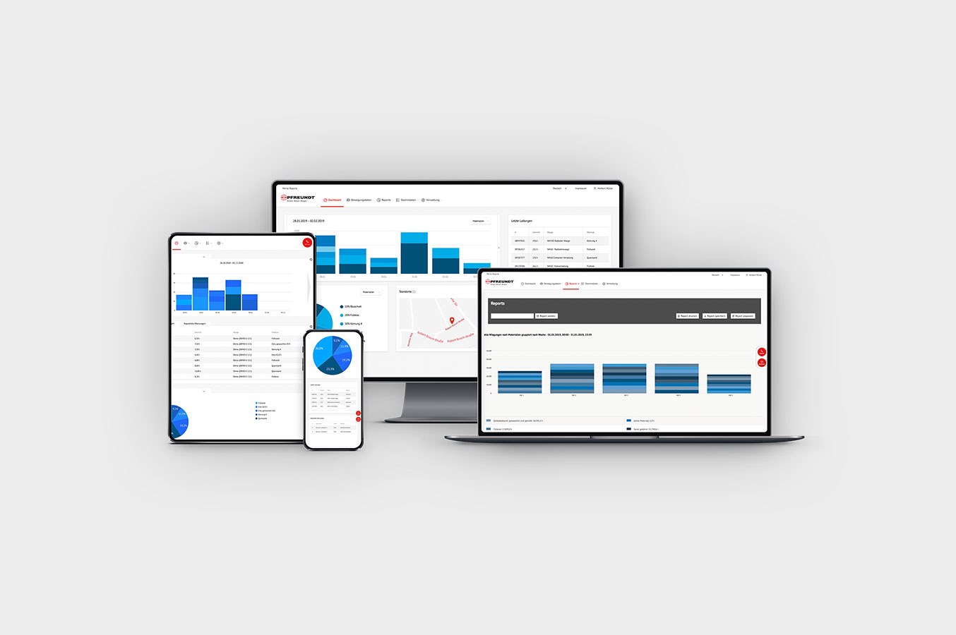 Ansicht verschiedener Devices mit dem PFREUNDT Web Portal